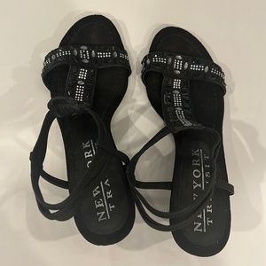 new york transit bedazzled black high heals